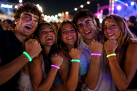 Jóvenes utilizando pulseras Glow durante un concierto Jóvenes utilizando pulseras Glow durante un concierto