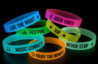 Pulseras de silicona fosforescentes personalizadas que brillan en la oscuridad